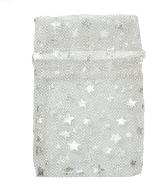 Bag & Pouch - Drawstring  -  Black With Silver Stars - 12 pcs. Pack