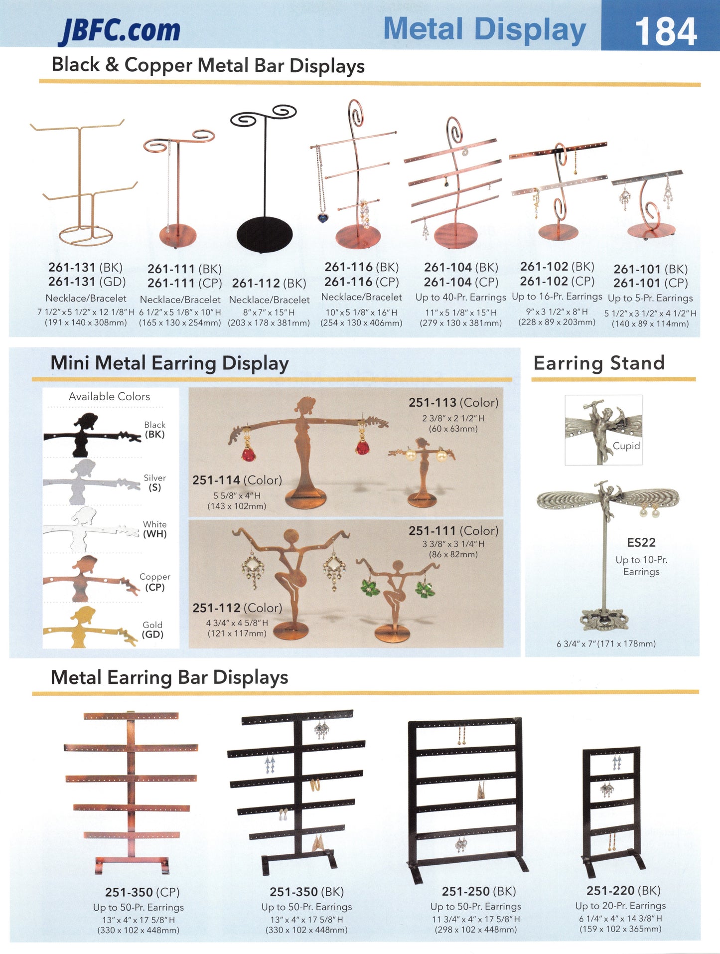 Metal Earring Bar Display - Variety