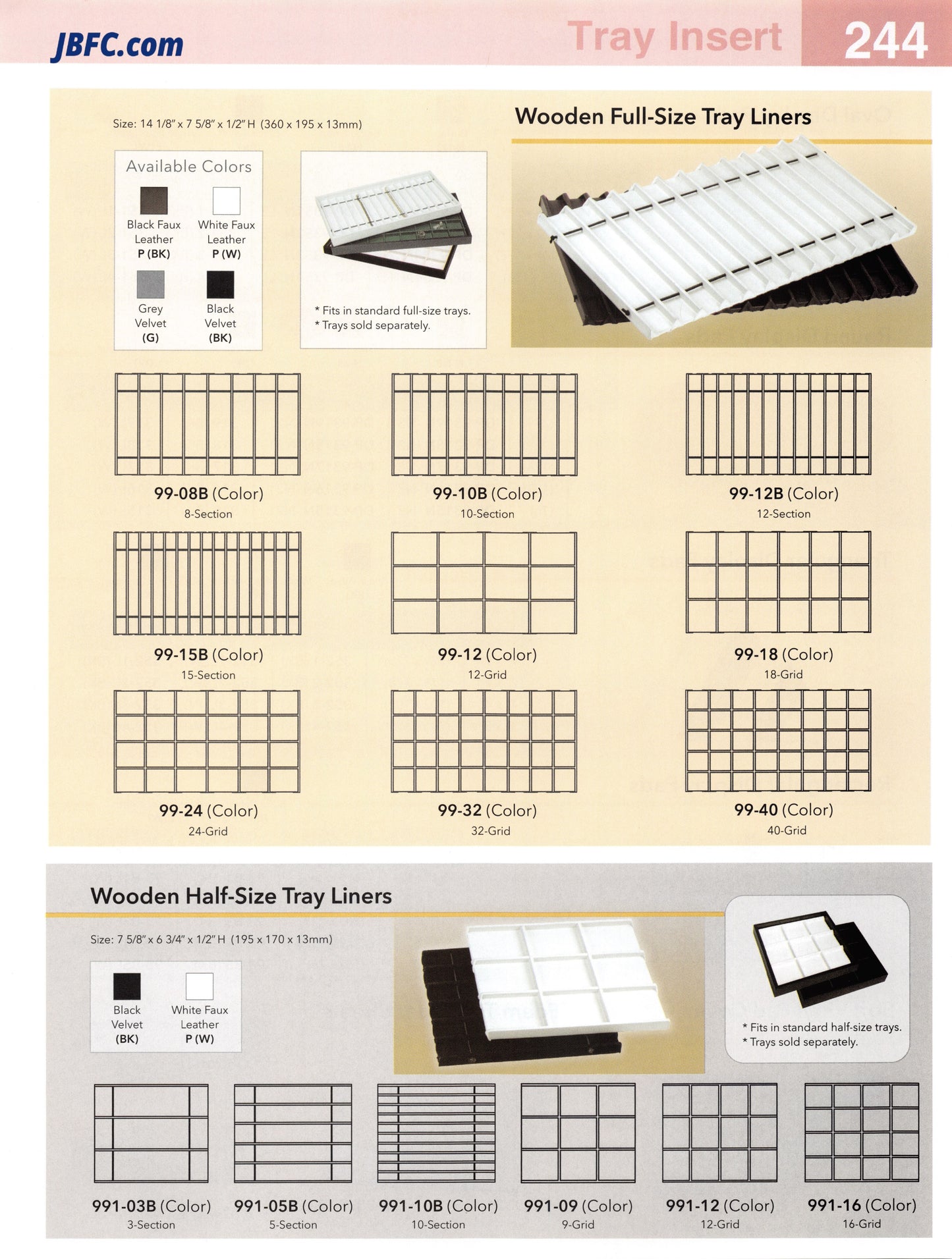 Wooden Full-Size Tray Liners