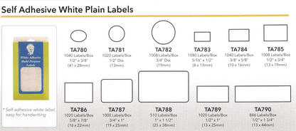 Self Adhesive White Plain Labels - 1000 pcs. Pack