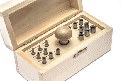 Bezel Setting Punch Set in Wood Box with 16 Punches Size 3mm to 9mm