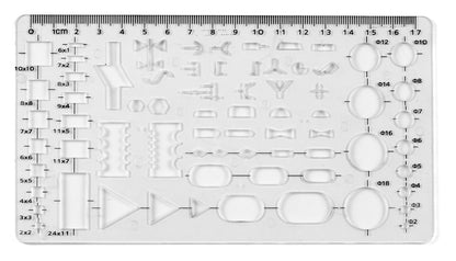 8Pc Plastic Stencil Set (Oval, Circle, Square, Circle Hex, Perspective Shapes)