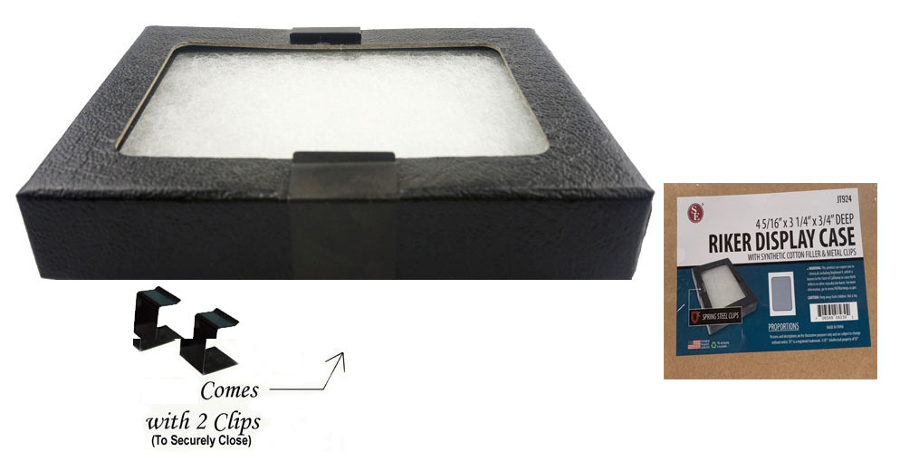 Glass Top Riker Display Box With Metal Clips