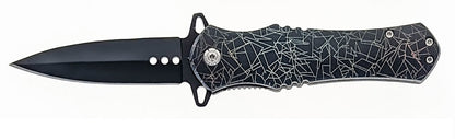 4.5"/Spring Assisted Hiker Atop a Mountain at Sunset Design Drop Point Pocket Knife with Pocket Clip