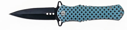 4.5"/Spring Assisted Hiker Atop a Mountain at Sunset Design Drop Point Pocket Knife with Pocket Clip