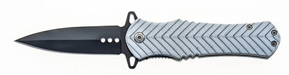 4.5"/Spring Assisted Hiker Atop a Mountain at Sunset Design Drop Point Pocket Knife with Pocket Clip