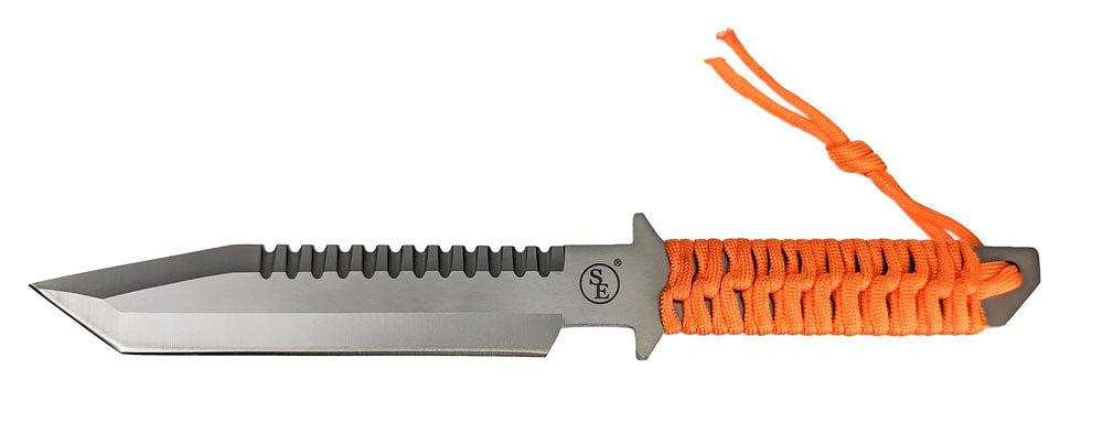 11" Paracord Hunting Knife with Fire Starter and Whistle, with Loop Included