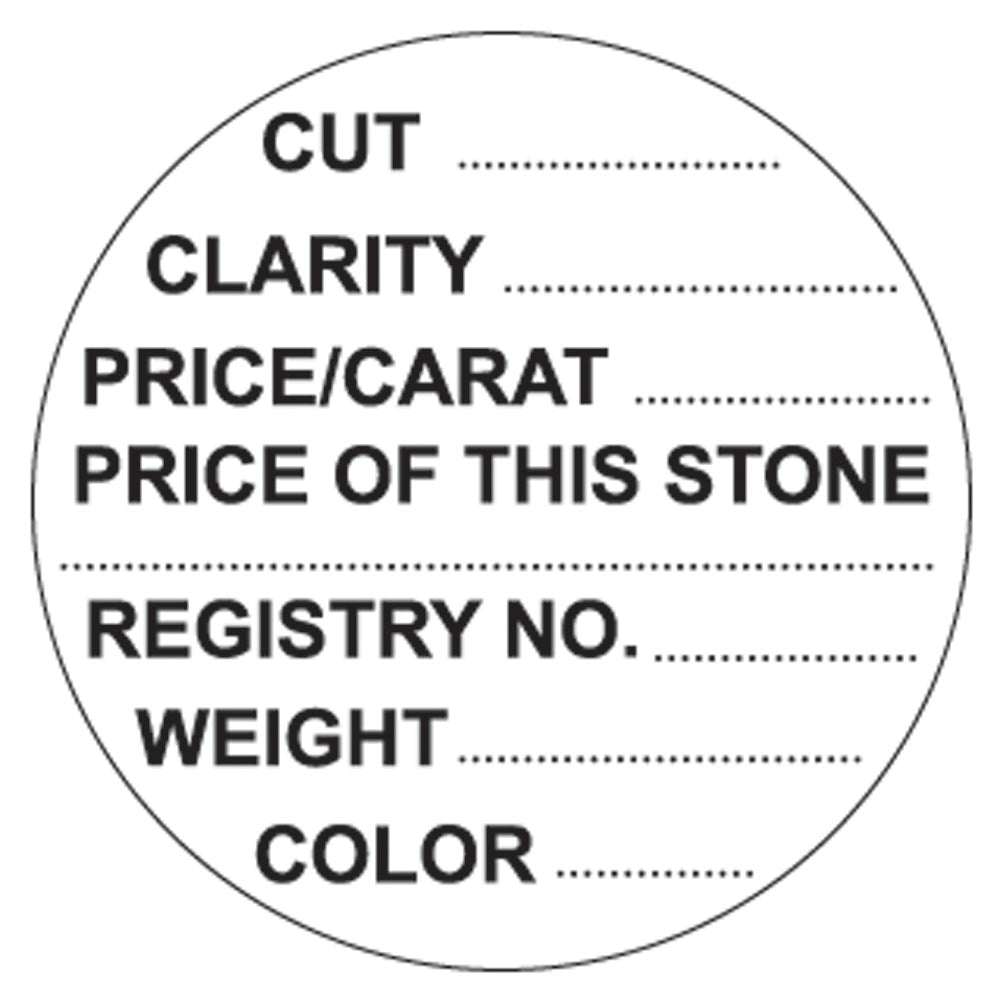 Adhesive Labels for Gem Jars — Gemstone Detail Label — 500 Pc/Pack — White