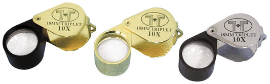 Precision Loupe with Leather Case — 18mm Triplet — 15X — Silver/Black