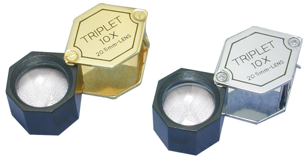 Precision Loupe with Leather Case — 20.5mm Triplet — 10X — Silver/Black