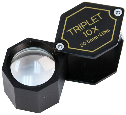 Precision Loupe with Leather Case — 20.5mm Triplet — 10X — Black/Black