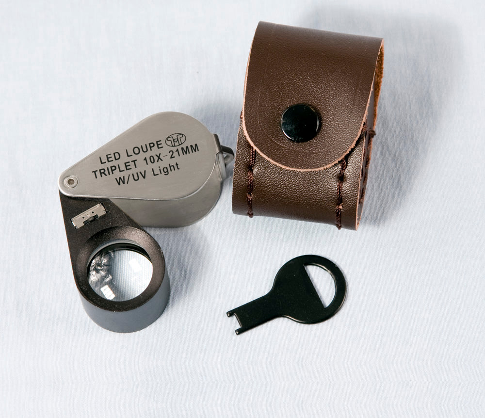 LED/UV Dual Lighted Loupe — Silver/Black