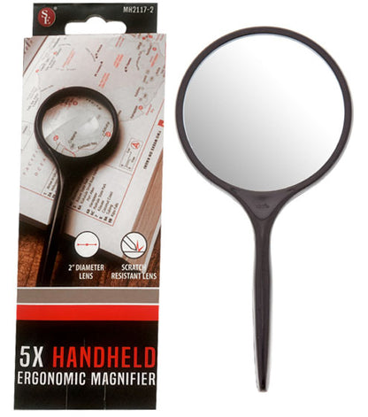 Glass Lens Curved Handle Hand Held Magnifier