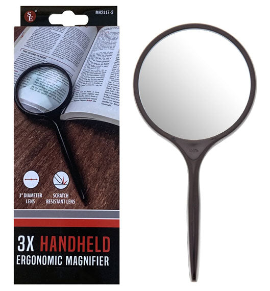 Glass Lens Curved Handle Hand Held Magnifier