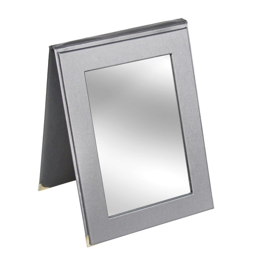 Snap Folding Mirror — Steel Grey Faux Leather