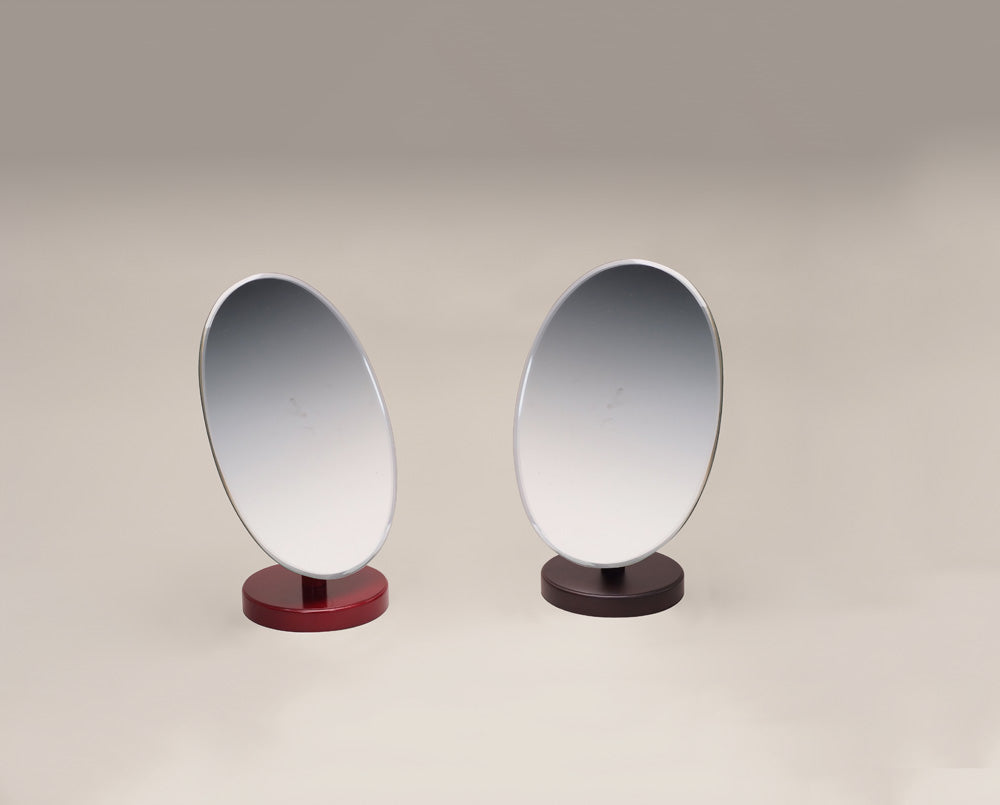Wooden Base Oval Glass Mirror — Rosewood