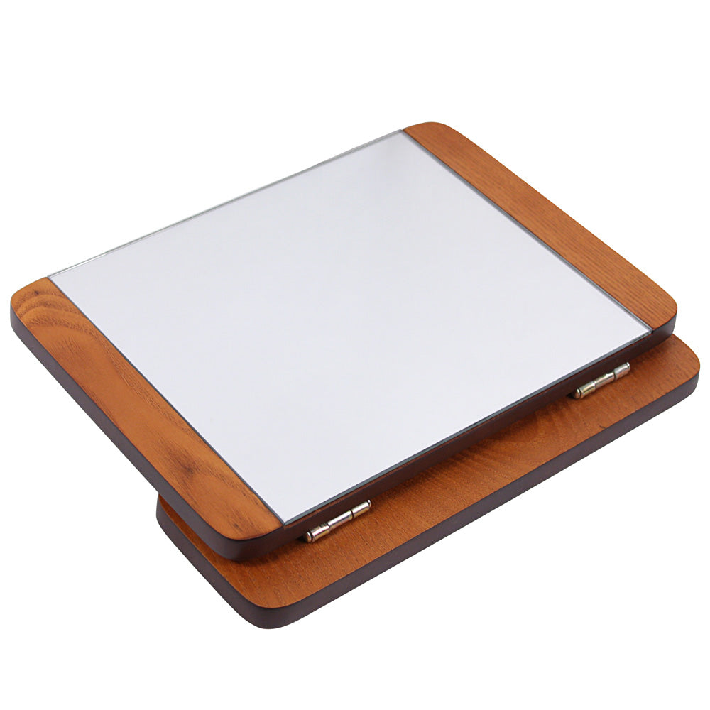 Small Wooden Folding Mirror — Vintage Wood — 10 1/2 x 3 1/4 x 7 1/2" H — Vintage Wood