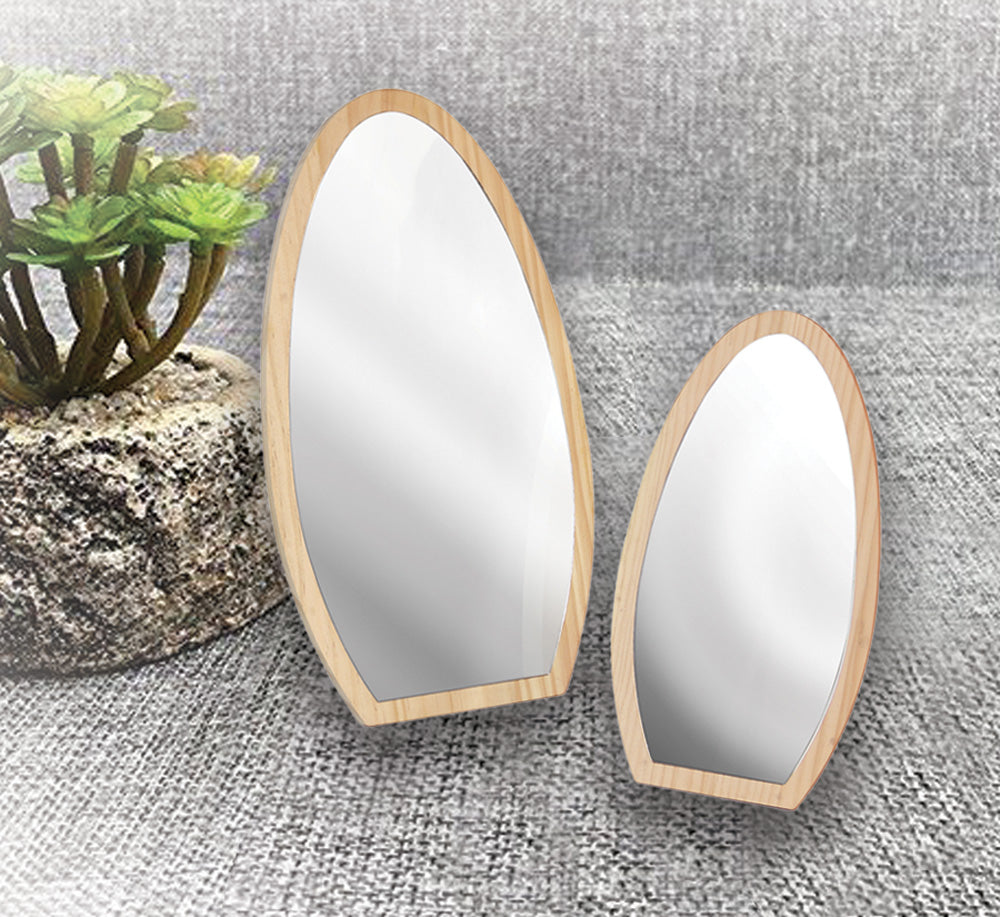 Natural Wooden Frame Mirror — 7 x 11" H (178 x 280mm) — Natural Wood