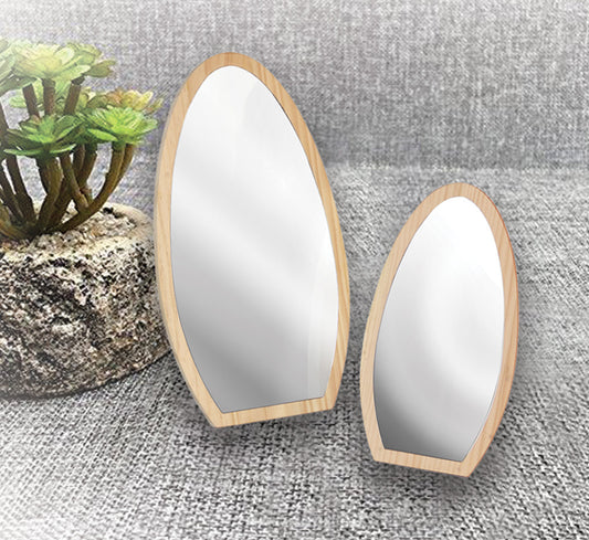 Natural Wooden Frame Mirror — 7 x 11" H — Natural Wood