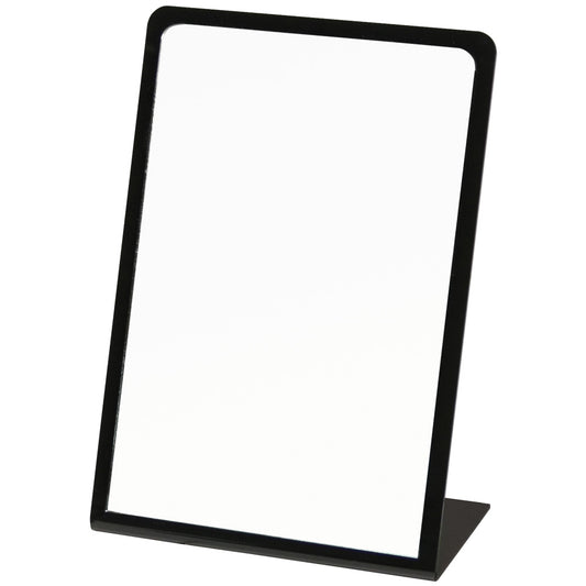 Black Acrylic Frame Glass Mirror — L-Type, Square Top — 7 7/8 x 11 1/2" H — Black
