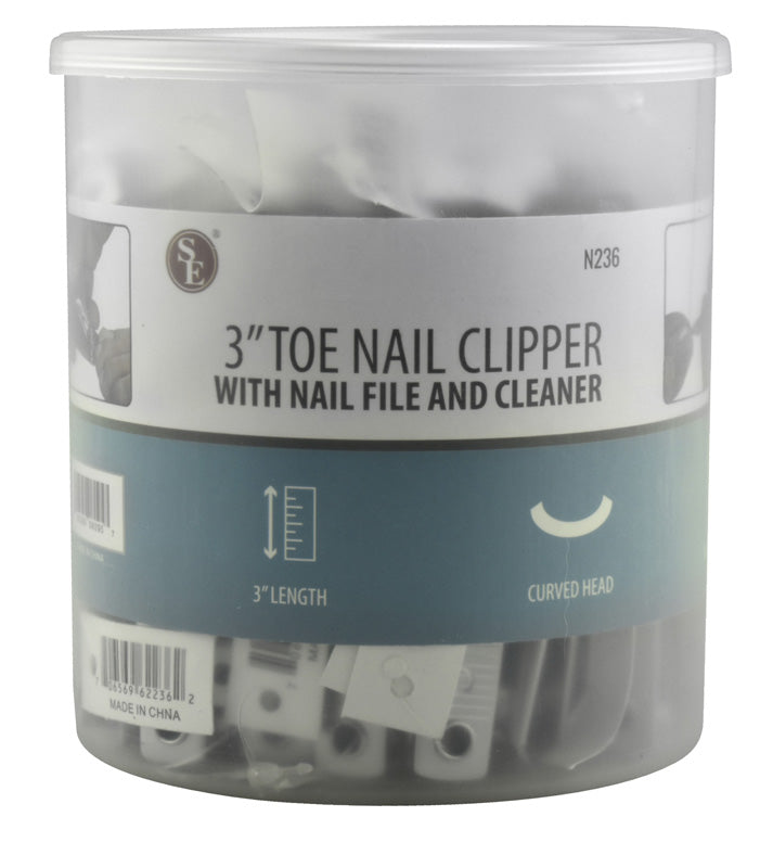 36-piece jar of 3" Toenail Clippers with Nail File & Cleaner