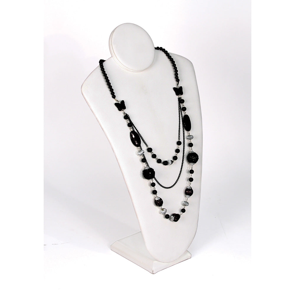 Extra-Tall Necklace Display — White Faux Leather