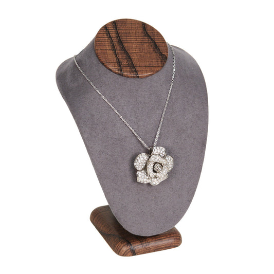 Classic Neckform — 10" H — Grey Faux Suede w/ Wood Grain Finish