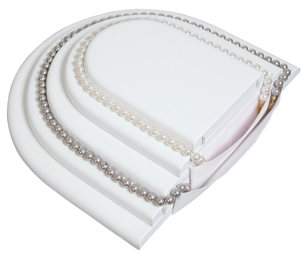 5-Tier Necklace Platform — White Faux Leather