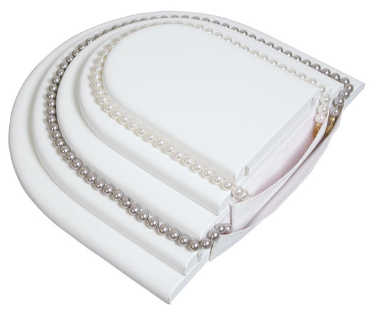 5-Tier Necklace Platform — White Faux Leather