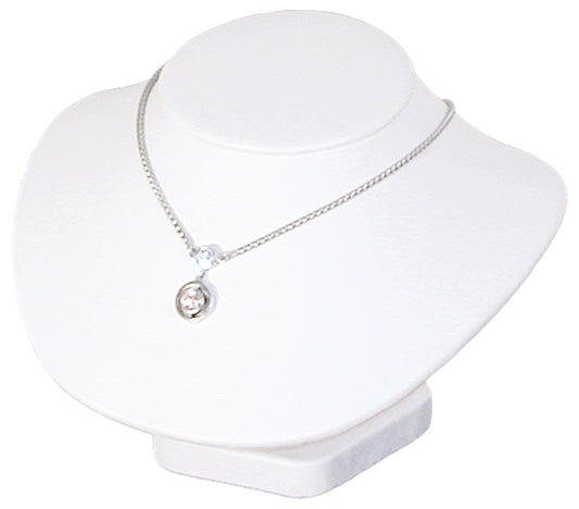 Low Profile Neckform — 4" H — White Faux Leather