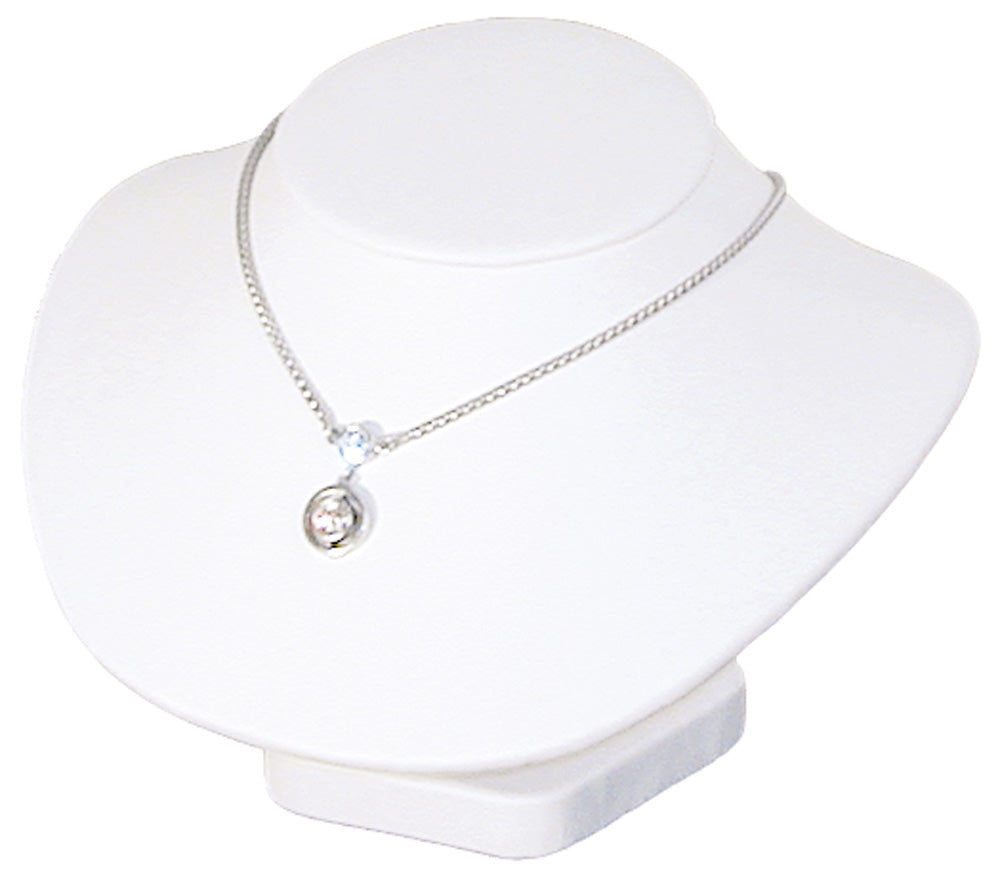 Low Profile Neckform — 6 1/2" H — White Faux Leather