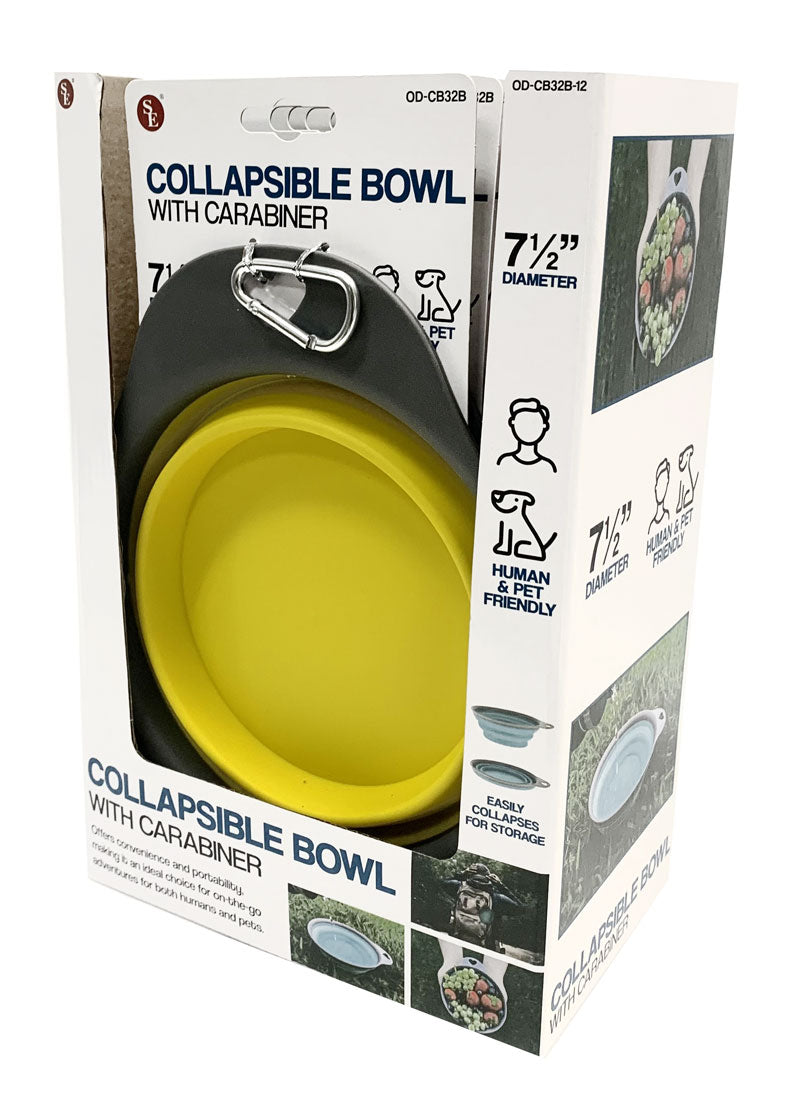 18-piece display of Collapsible Bowl with Carabiner, Assorted Colors