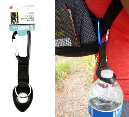 Aluminum Carabiner With 6mm Thick Water Bottle Holder Attachment (Strap Length: 2-1/8", Carabiner 2-3/4" x 1/4")