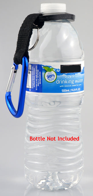 Aluminum Carabiner With 6mm Thick Water Bottle Holder Attachment (Strap Length: 2-1/8", Carabiner 2-3/4" x 1/4")