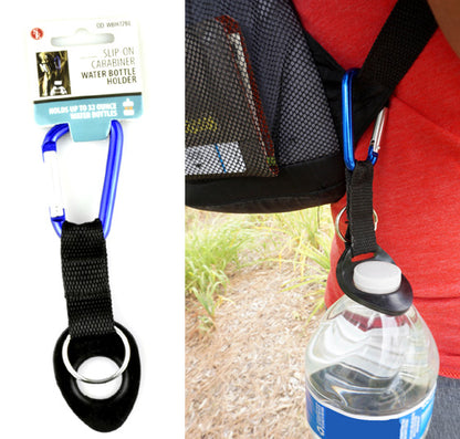 Aluminum Carabiner With 6mm Thick Water Bottle Holder Attachment (Strap Length: 2-1/8", Carabiner 2-3/4" x 1/4")