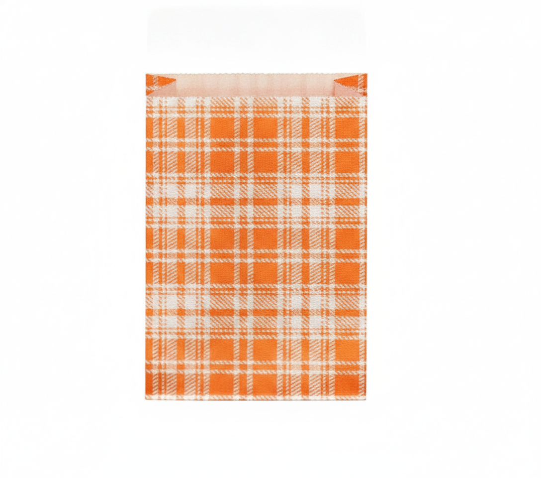 Plaid Paper Gift Bag — Orange — 8.5 x 11 in