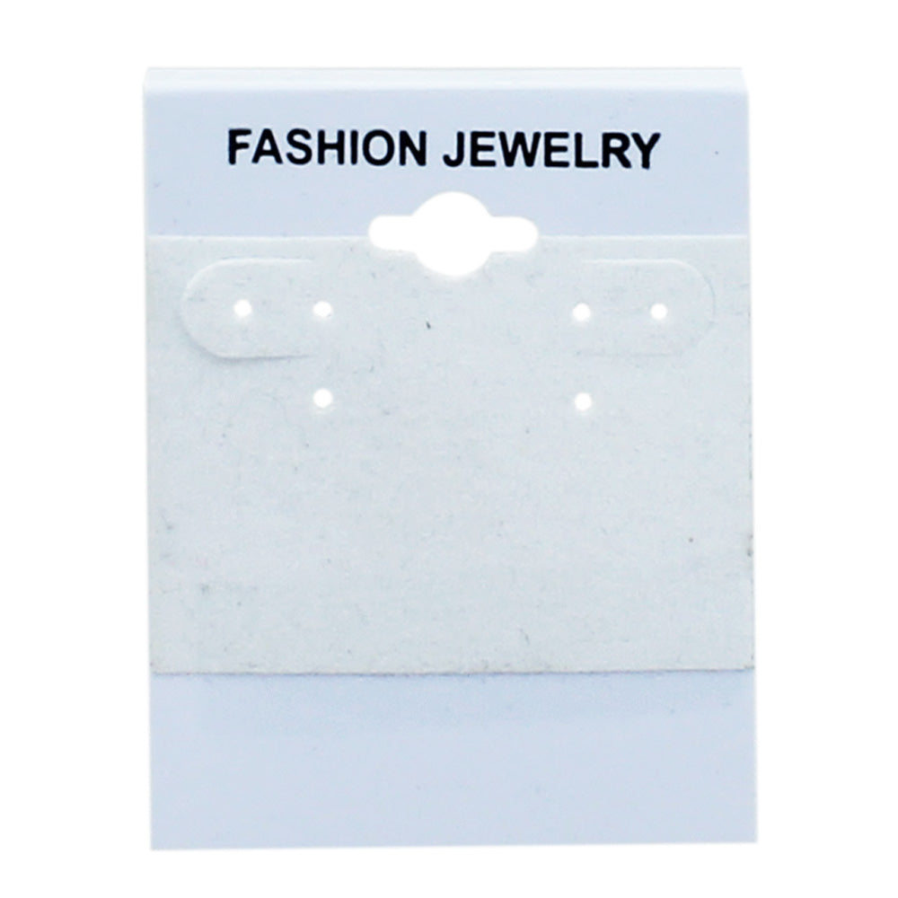 Hanging Earring Card — FASHION JEWELRY (Black Imprinted) · 1 1/2 x 1 1/2" (38 x 38 mm) — White