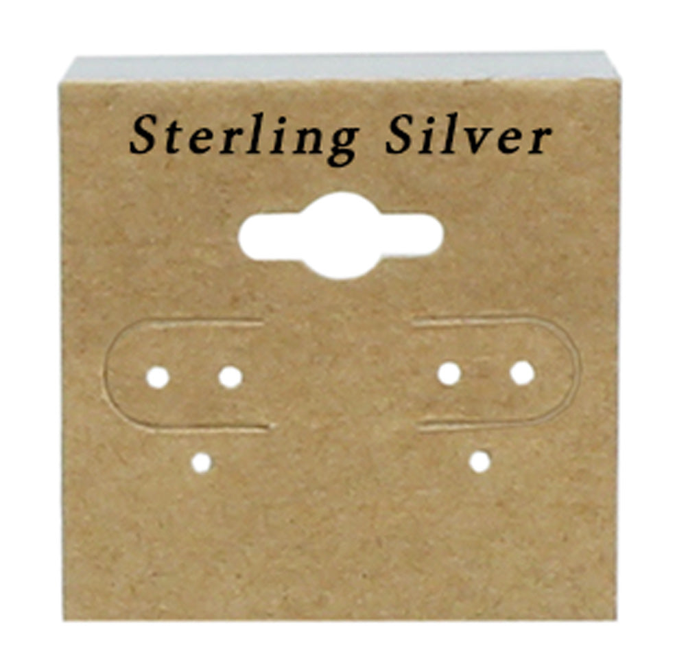 Hanging Earring Card — Sterling Silver (Black Imprinted) · 1 1/2 x 1 1/2" (38 x 38 mm) — Kraft