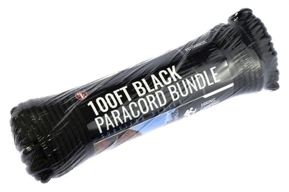 100' x 5/32" Black 7 Strand Paracord, Pull Strength 550 LBS