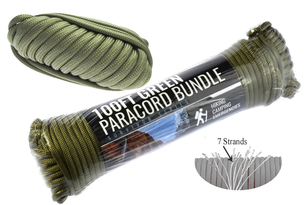 100' x 5/32" Black 7 Strand Paracord, Pull Strength 550 LBS