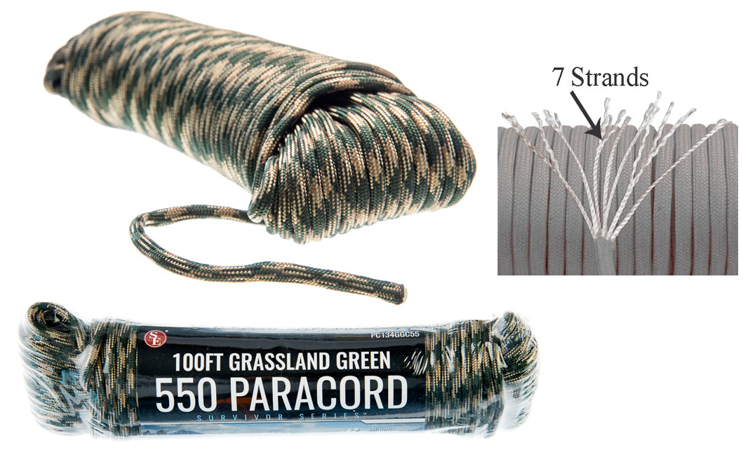 100' x 5/32" Black 7 Strand Paracord, Pull Strength 550 LBS