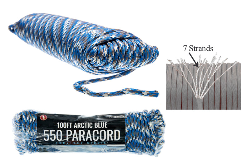 100' x 5/32" Black 7 Strand Paracord, Pull Strength 550 LBS