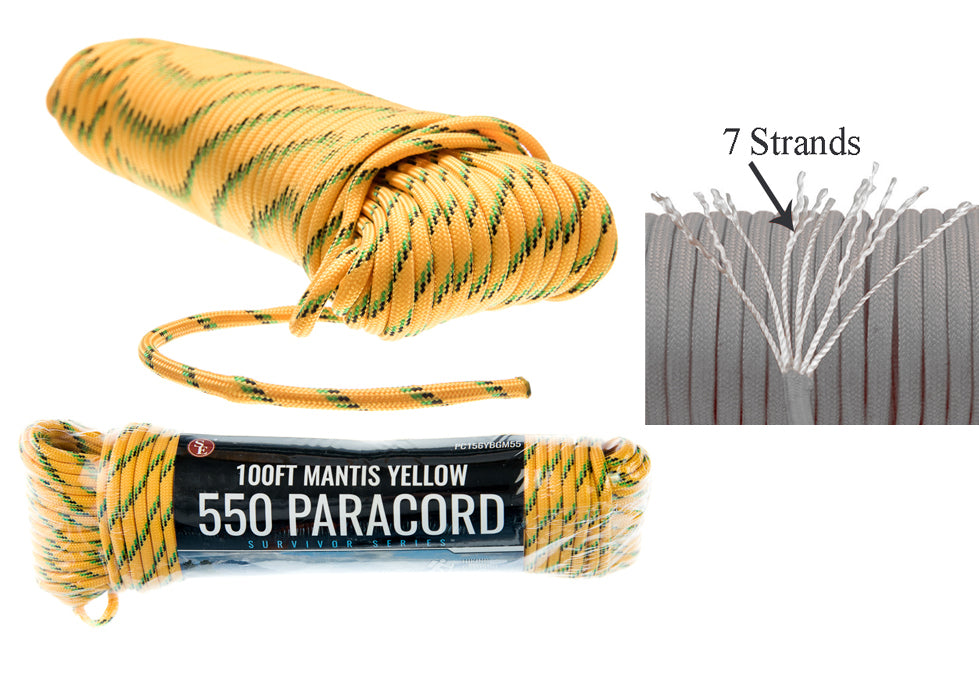 100' x 5/32" Black 7 Strand Paracord, Pull Strength 550 LBS