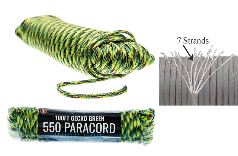 100' x 5/32" Black 7 Strand Paracord, Pull Strength 550 LBS