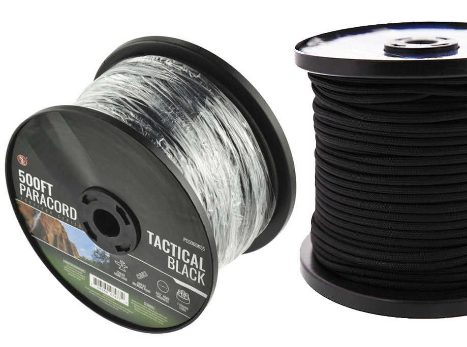 100' x 5/32" Black 7 Strand Paracord, Pull Strength 550 LBS