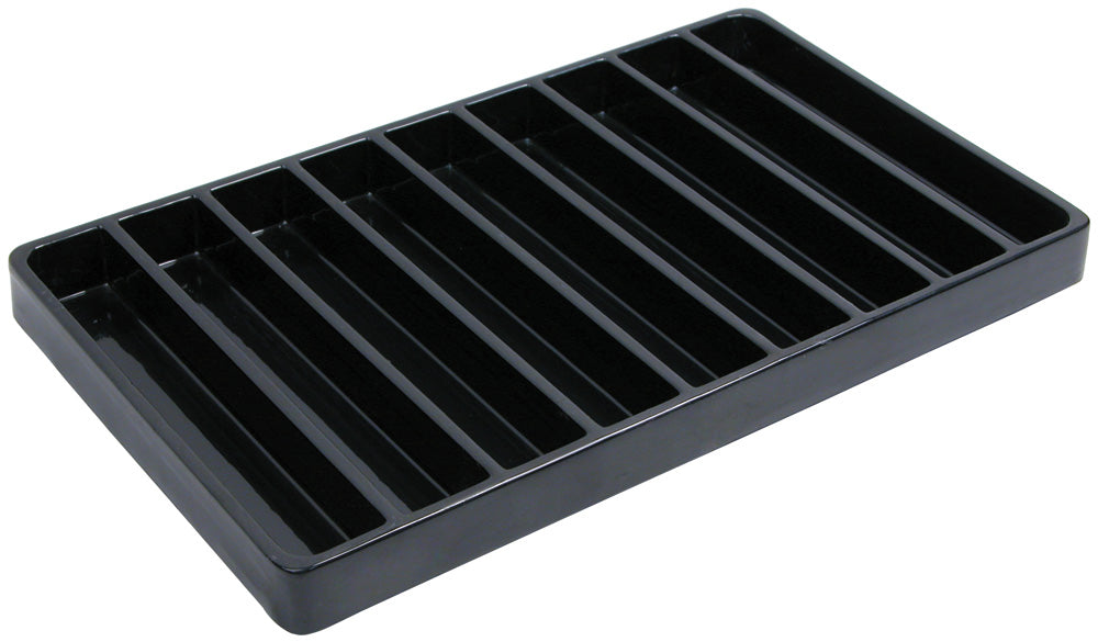 Heavy-Duty Plastic Stackable Trays (Lightweight) — 1 Section — 9 x 15 3/8" — Black