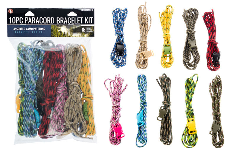 10-Piece Camo Paracord Bracelet Making Kit with Buckles