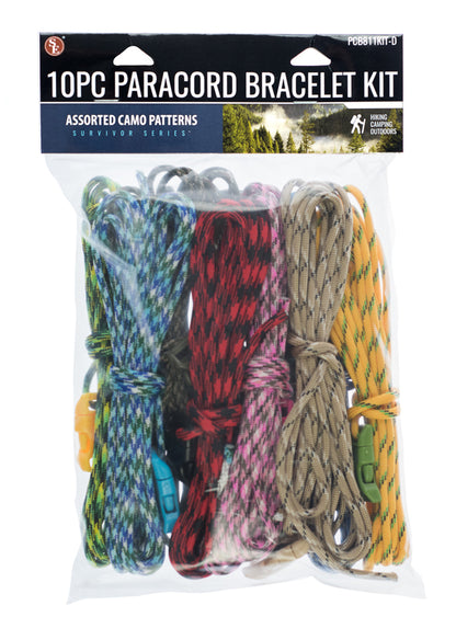 10-Piece Camo Paracord Bracelet Making Kit with Buckles