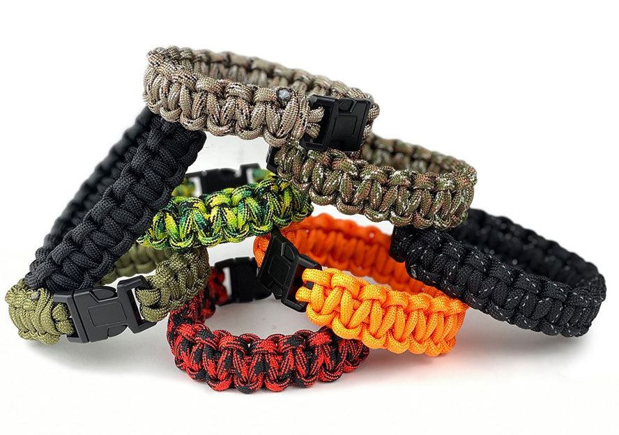 36-Piece Display of 8" Paracord Bracelet in Assorted Colors, Breaking Point: 550 Lbs