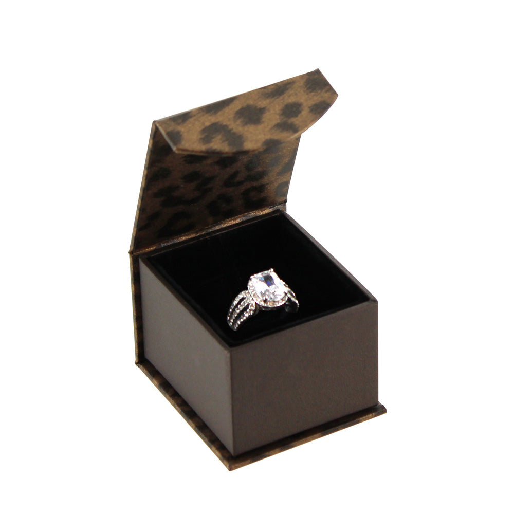 Ring Box - Leopard Fancy Magnetic Flap - Black Insert